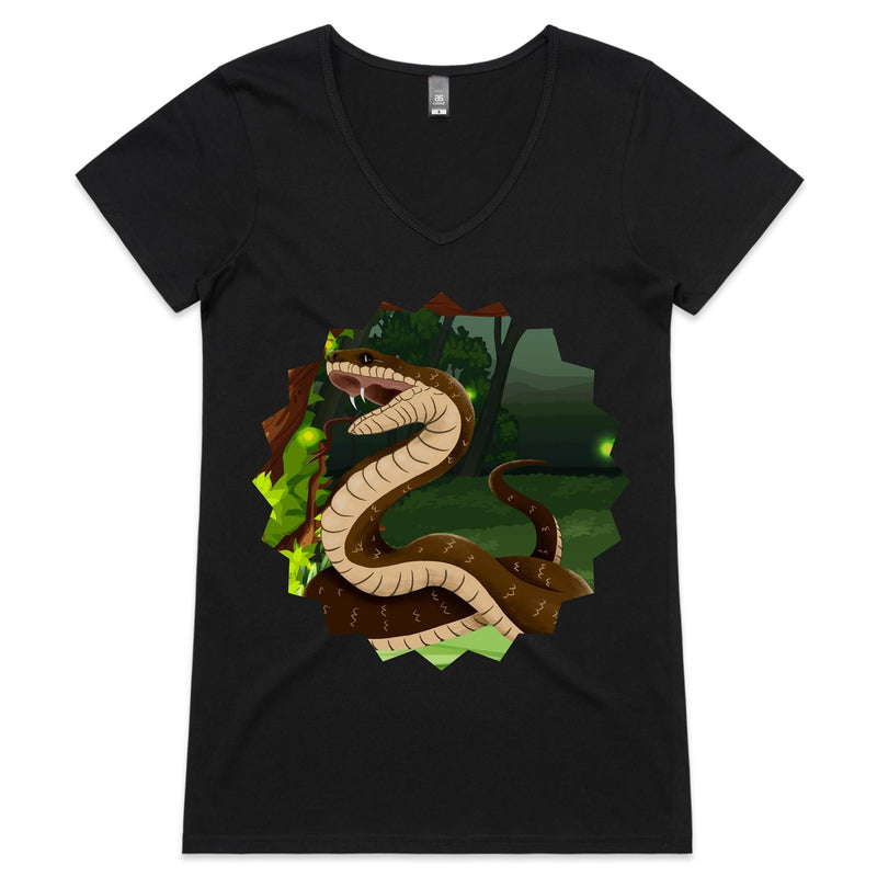 Jungle Snake AS Colour Bevel Womens VNeck TShirt Ogo Merch