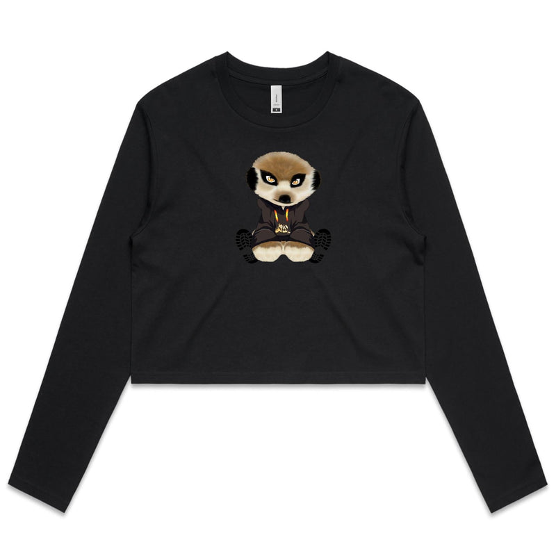 Meerkat in Hoodie AS Colour - Women's Long Sleeve Crop Tee Ogo Merch