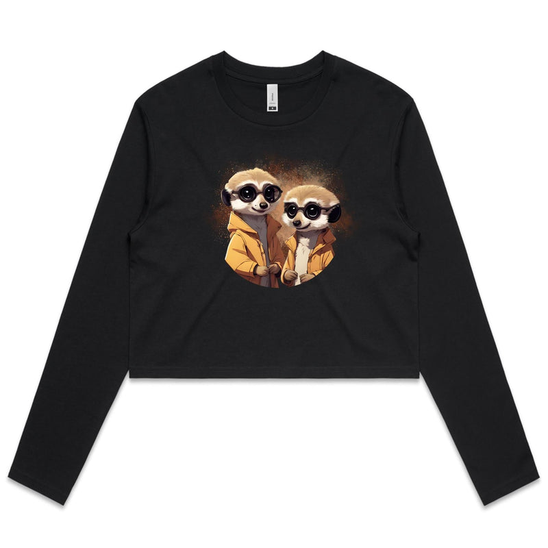 Meerkats in Jackets AS Colour - Women's Long Sleeve Crop Tee Ogo Merch