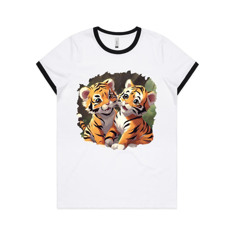 Baby Tigers AS Colour Women's Ringer Tee Ogo Merch