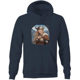 Viking Girl AS Colour Stencil - Pocket Hoodie Sweatshirt