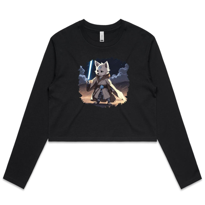 Wolf with Lightsaber AS Colour Women's Long Sleeve Crop Tee Ogo Merch