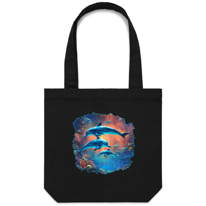 Dolphins AS Colour - Carrie - Canvas Tote Bag Ogo Merch