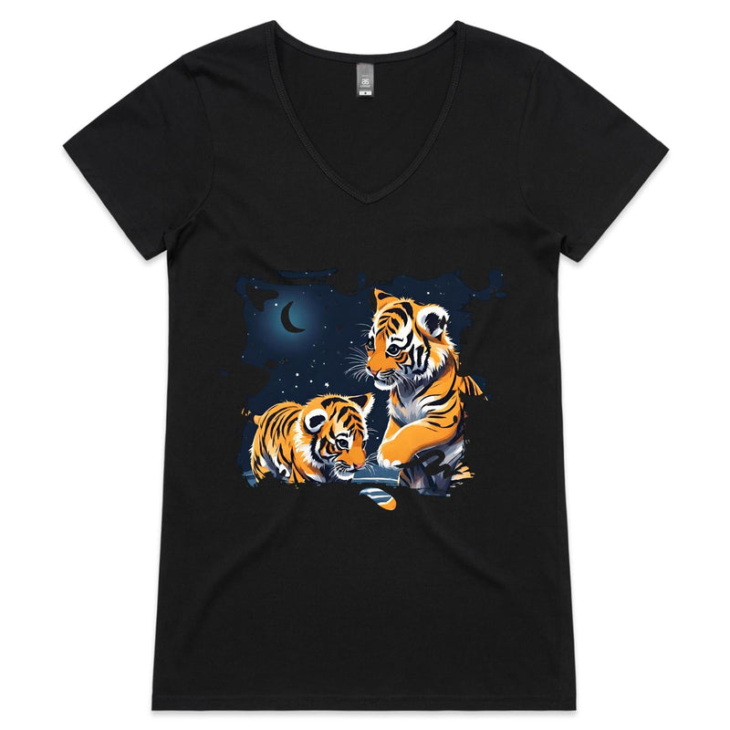 Tigers AS Colour Bevel - Womens V-Neck T-Shirt Ogo Merch