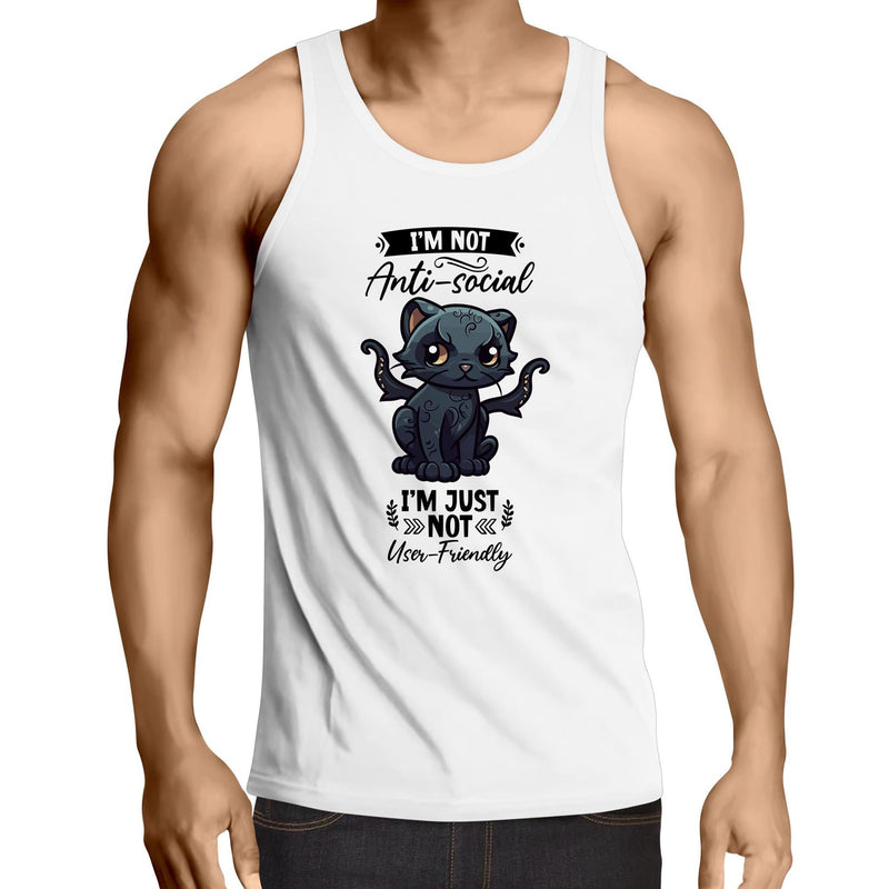 Antisocial Cat Monster AS Colour Lowdown - Mens Singlet Top Ogo Merch