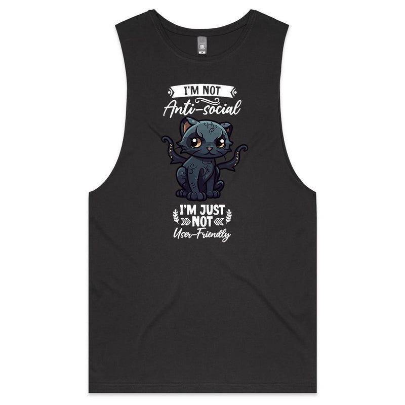 Antisocial Cat Monster AS Colour Barnard - Mens Tank Top Tee Ogo Merch