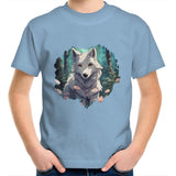 Wolf Print AS Colour Kids Youth TShirt