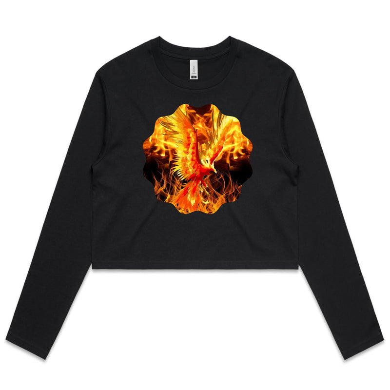 Flaming Phoenix AS Colour Women's Long Sleeve Crop Tee Ogo Merch
