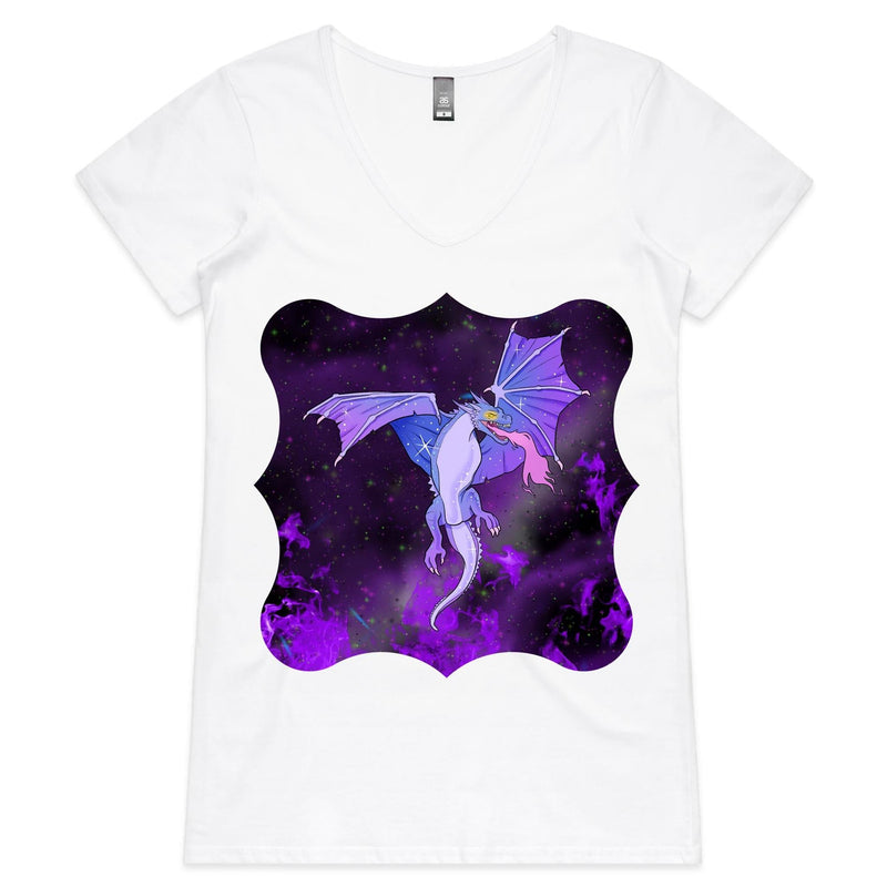 Purple Dragon AS Colour Bevel Womens VNeck TShirt Ogo Merch