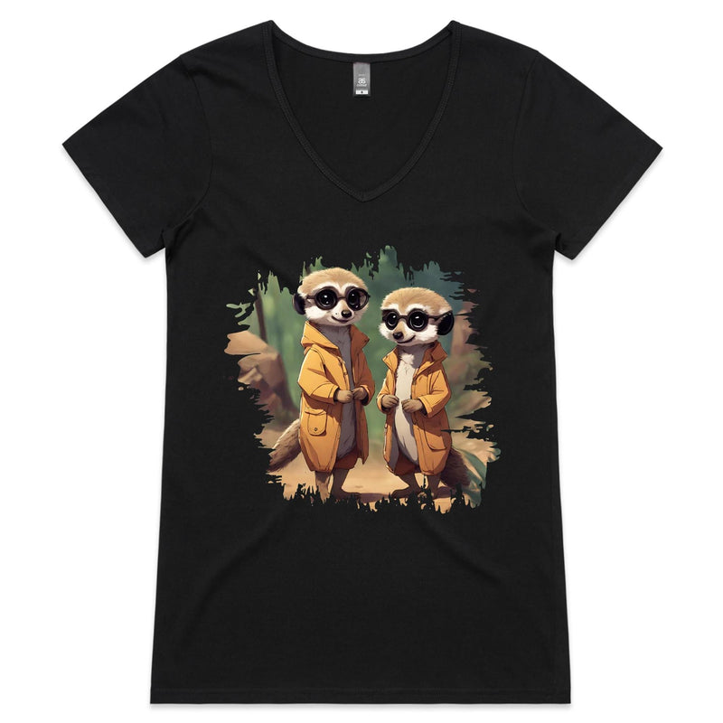Cool Meerkats AS Colour Bevel - Womens V-Neck T-Shirt Ogo Merch