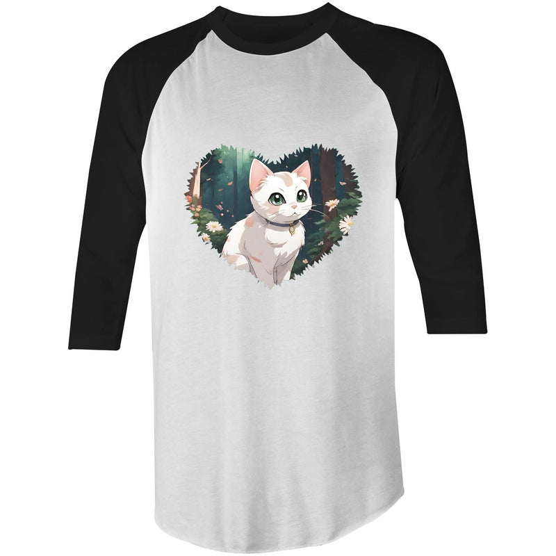 Cat in Heart AS Colour Raglan - 3/4 Sleeve T-Shirt Ogo Merch