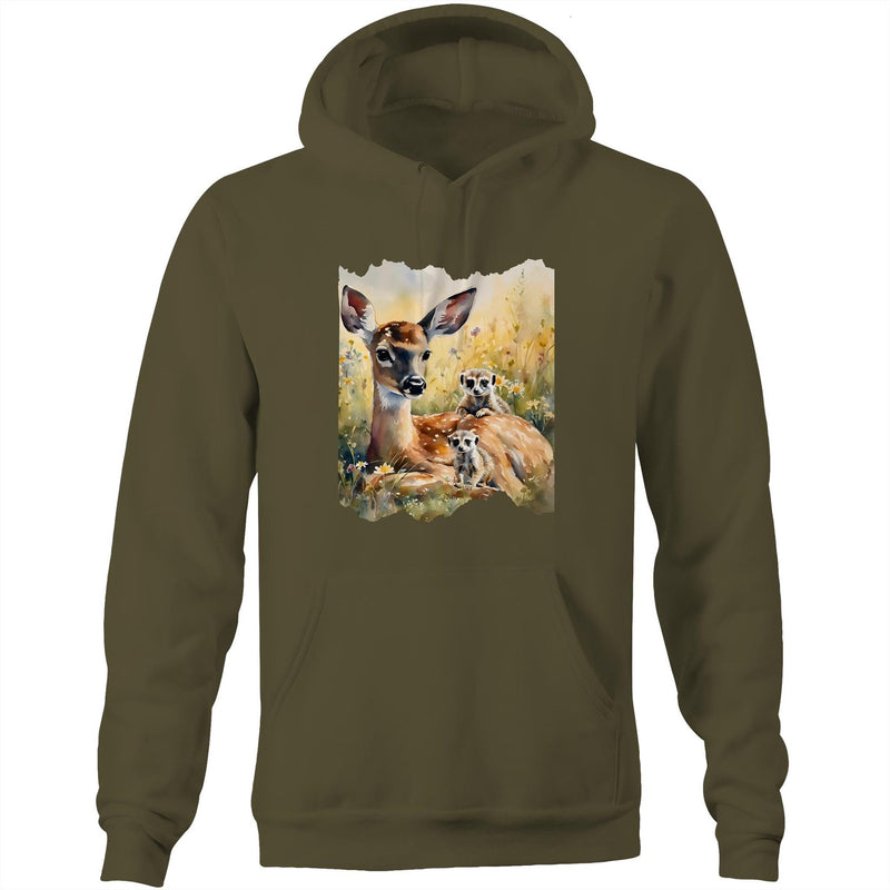 Deer and Meerkats AS Colour Stencil - Pocket Hoodie Sweatshirt Ogo Merch