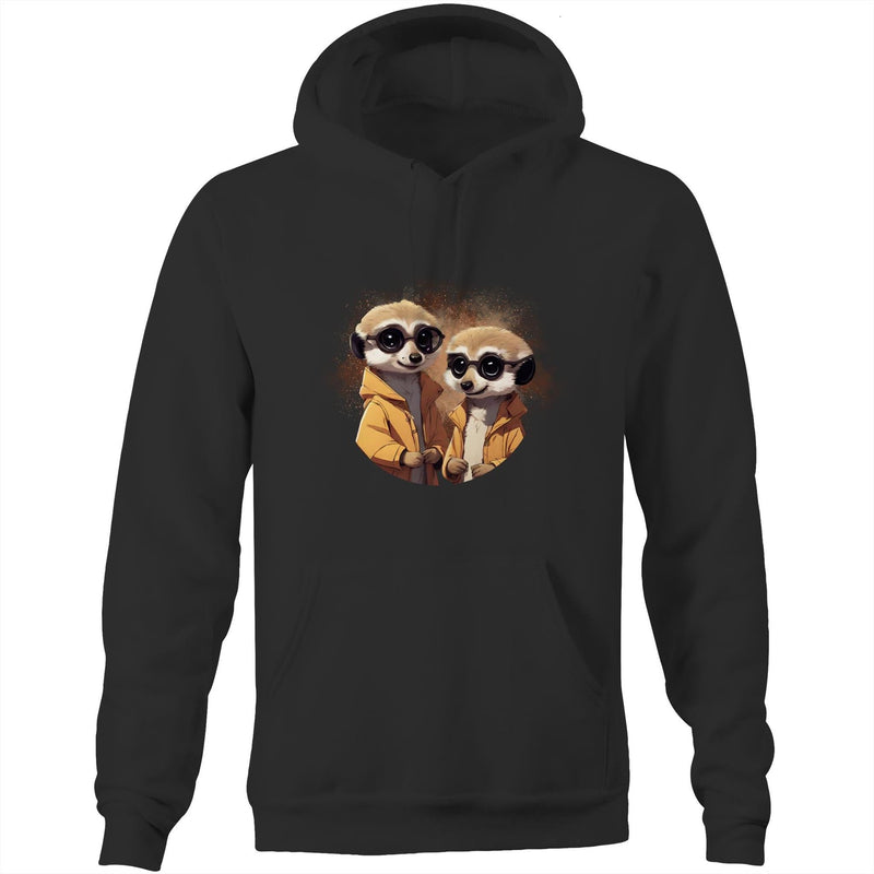 Meerkats in Jackets AS Colour Stencil - Pocket Hoodie Sweatshirt Ogo Merch