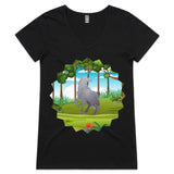 Hippogriff AS Colour Bevel Womens VNeck TShirt