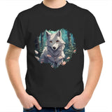 Wolf Print AS Colour Kids Youth TShirt