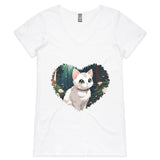 Cat in Heart Womens V Neck TShirt