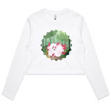 Forest Nine Tailed Fox Women's Long Sleeve Crop Tee