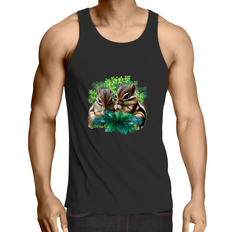 Cute Chipmunks AS Colour Lowdown - Mens Singlet Top Ogo Merch