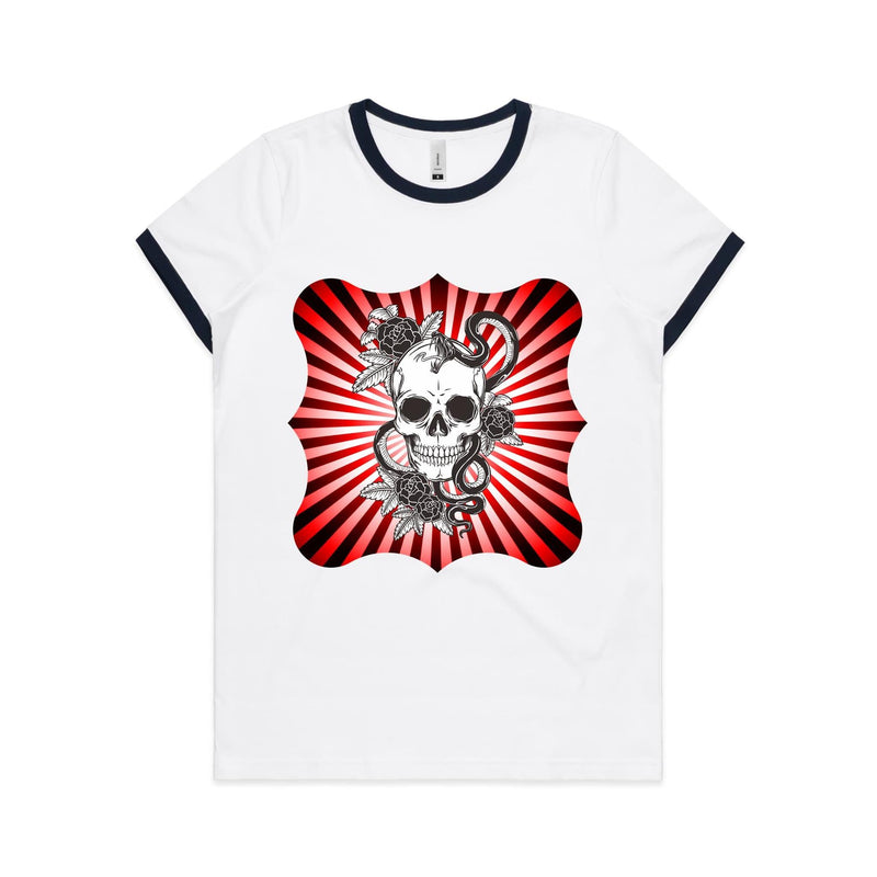 Snake and Skull AS Colour Women's Ringer Tee Ogo Merch