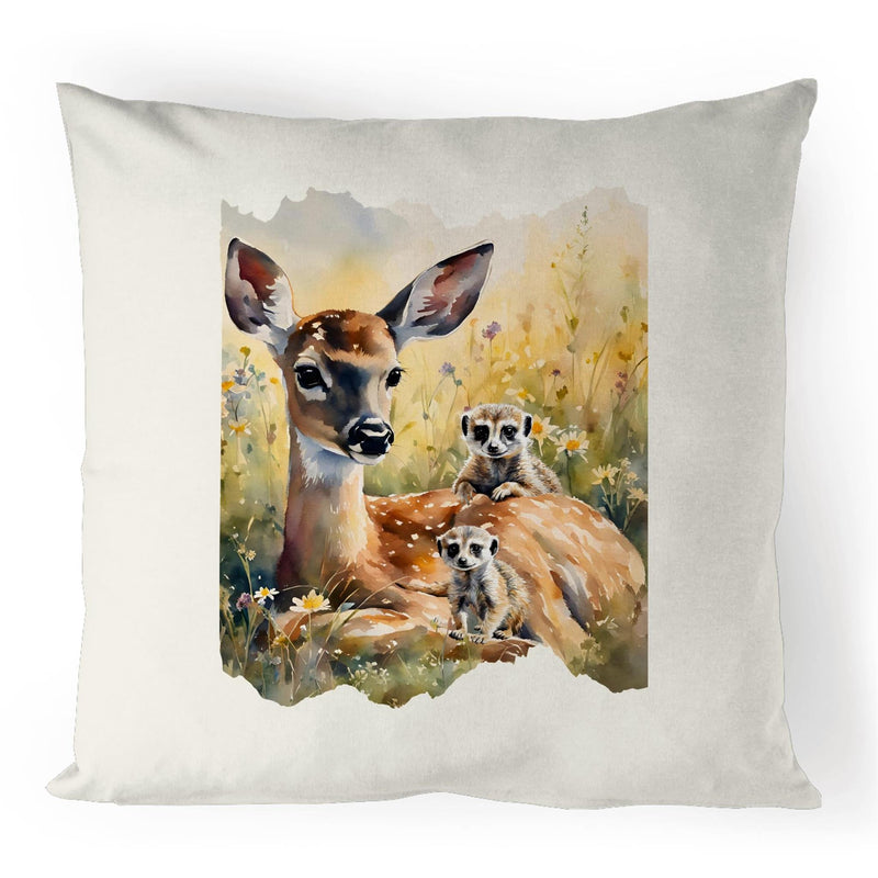 Deer and Meerkats 100% Linen Cushion Cover Ogo Merch