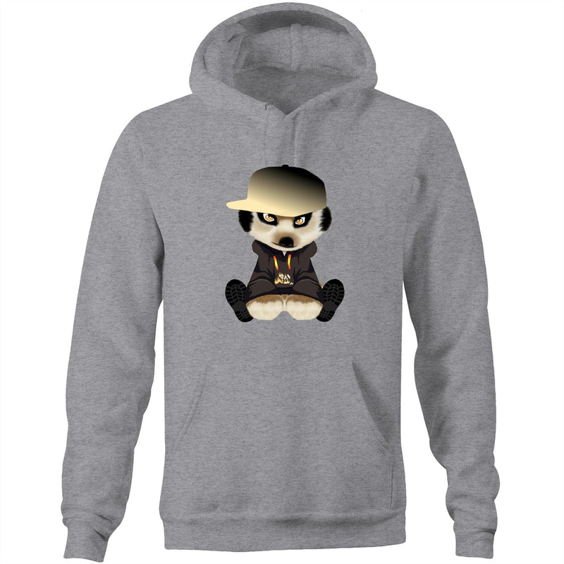 Meerkat in Cap AS Colour Stencil - Pocket Hoodie Sweatshirt Ogo Merch