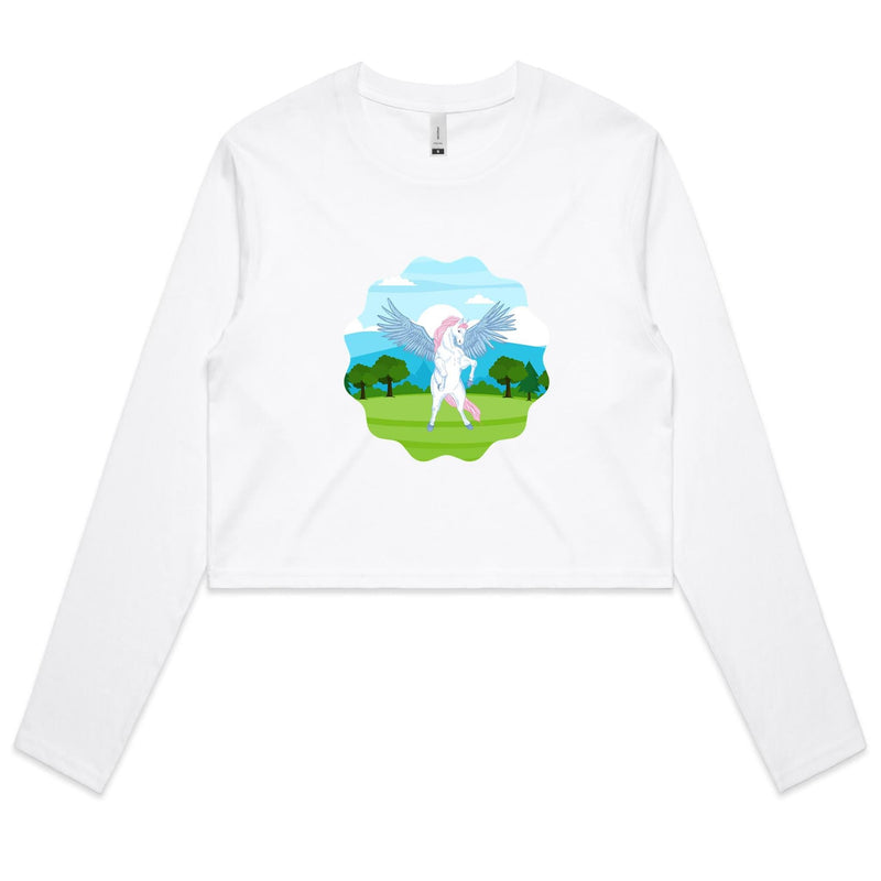 Colourful Pegasus AS Colour - Women's Long Sleeve Crop Tee Ogo Merch