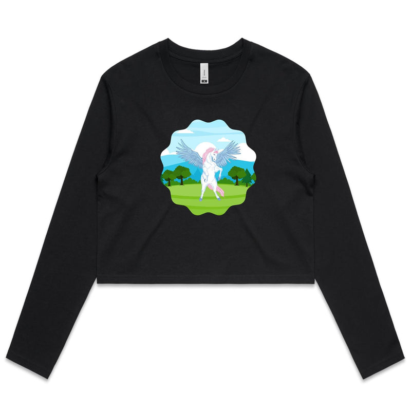 Colourful Pegasus AS Colour - Women's Long Sleeve Crop Tee Ogo Merch