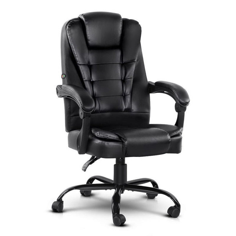 Artiss 2 Point Massage Office Chair PU Leather Black Dropshipzone