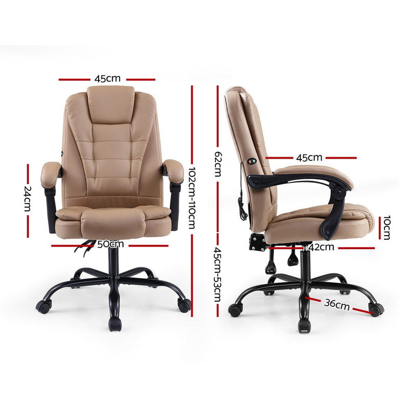 Artiss 2 Point Massage Office Chair PU Leather Espresso Dropshipzone