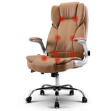 Artiss 8 Point Massage Office Chair PU Leather Brown Dropshipzone