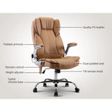 Artiss 8 Point Massage Office Chair PU Leather Brown Dropshipzone