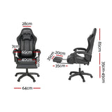 Massage Gaming Chair 7 LED Footrest Black