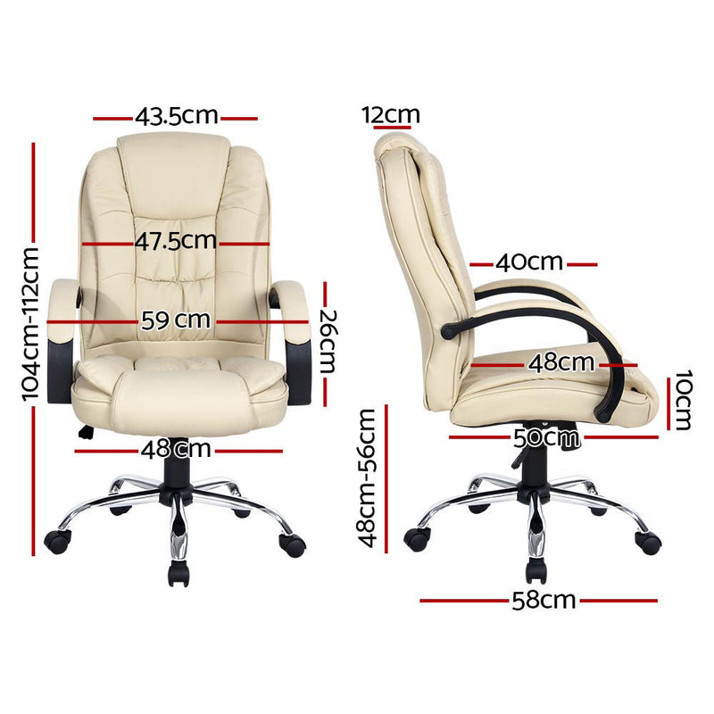 Artiss Executive Office Chair Leather Tilt Beige Dropshipzone