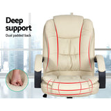 Artiss Executive Office Chair Leather Tilt Beige Dropshipzone