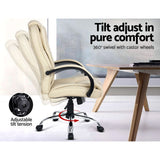 Artiss Executive Office Chair Leather Tilt Beige Dropshipzone