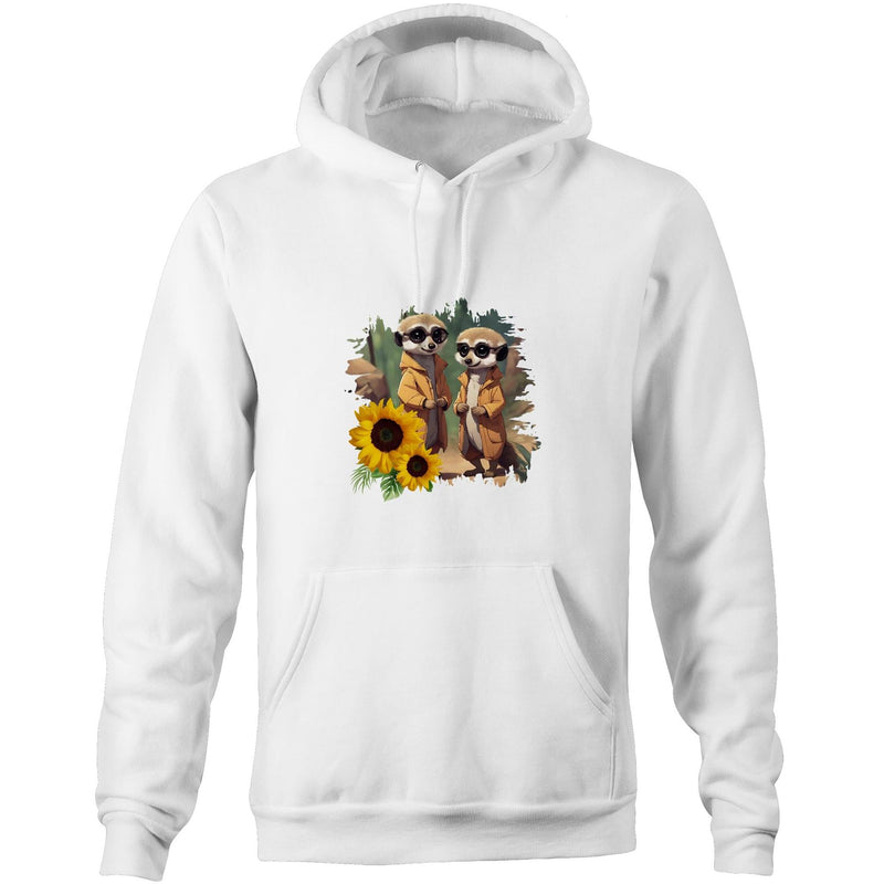 Sunflower Meerkats AS Colour Stencil - Pocket Hoodie Sweatshirt Ogo Merch