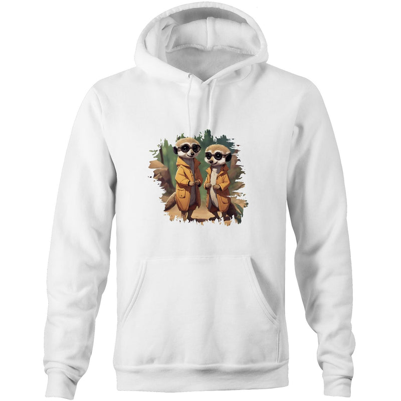 Cool Meerkats AS Colour Stencil - Pocket Hoodie Sweatshirt Ogo Merch