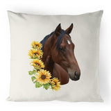 Sunflower Horse 100% Linen Cushion Cover