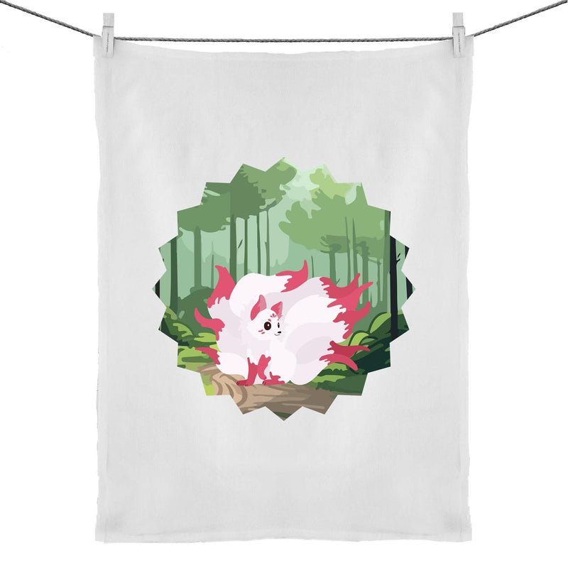 Forest Nine Tailed Fox Cotton Tea Towel Ogo Merch
