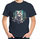 Wolf Print AS Colour Kids Youth TShirt