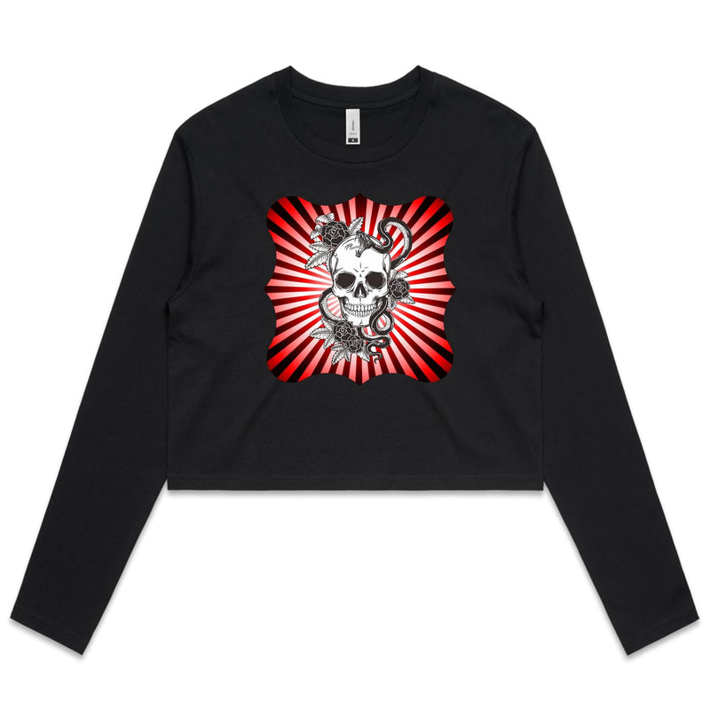 Snake and Skull AS Colour Women's Long Sleeve Crop Tee Ogo Merch