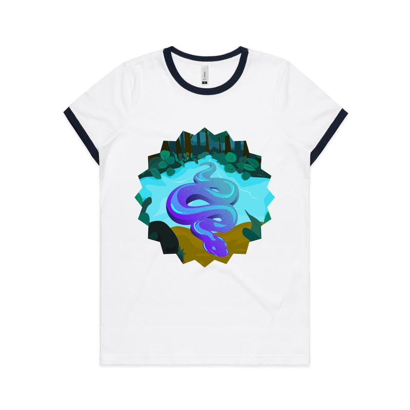 River Snake AS Colour Women's Ringer Tee Ogo Merch