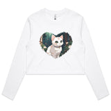 Cat in Heart AS Colour Women's Long Sleeve Crop Tee