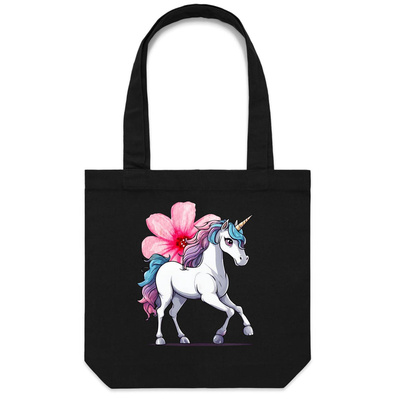 Unicorn and Flower AS Colour - Carrie - Canvas Tote Bag Ogo Merch