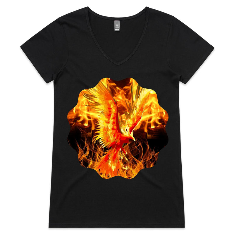 Flaming Phoenix AS Colour Bevel Womens Vneck Tshirt Ogo Merch