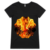 Flaming Phoenix AS Colour Bevel Womens Vneck Tshirt