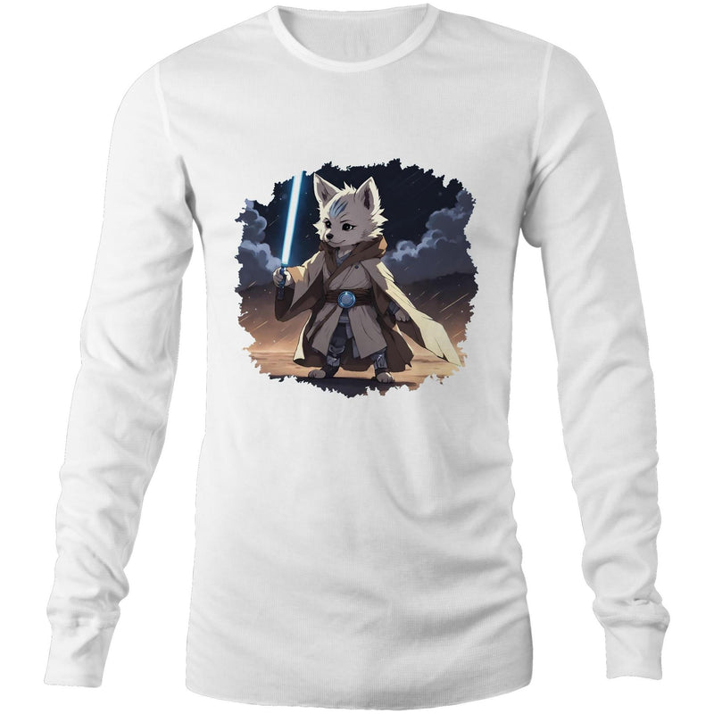 Wolf with Lightsaber AS Colour Base Mens Long Sleeve TShirt Ogo Merch