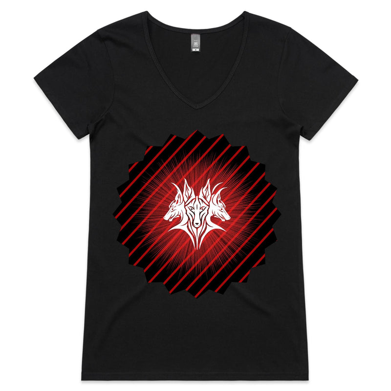 Glowing Cerberus AS Colour Bevel Womens VNeck TShirt Ogo Merch