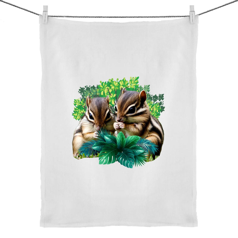 Cute Chipmunks 50% Linen 50% Cotton Tea Towel Ogo Merch