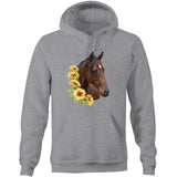 Sunflower Horse AS Colour Stencil - Pocket Hoodie Sweatshirt